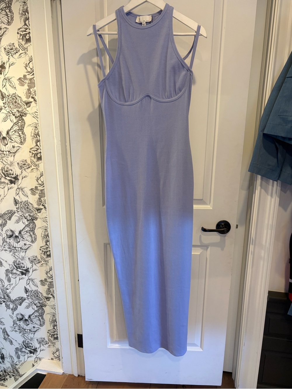 Fleur du Mal Sleeveless Lavender Midi Dress with Bust Detail